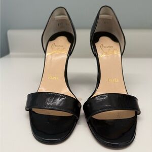 Christian Louboutin vintage black patent sandals 100mm 37.5